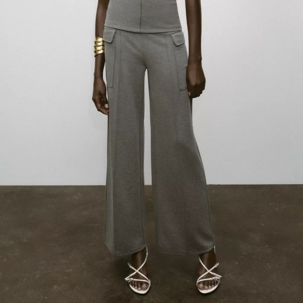 NWT Zara Charcoal Wide-Leg cargo pants